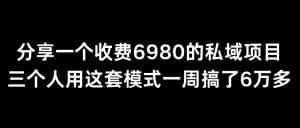 分享一个外面卖6980的私域项目三个人用这套模式一周搞了6万多-优优云创网
