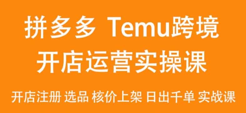 2024Temu最新玩法，Temu跨境开店运营实操课，开店注册/选品/核价上架/日出千单实战课-优优云创