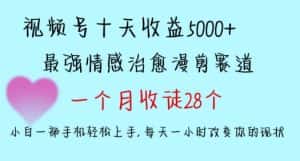 十天收益5000+，多平台捞金，视频号情感治愈漫剪，一个月收徒28个，小白一部手机轻松上手-优优云创网
