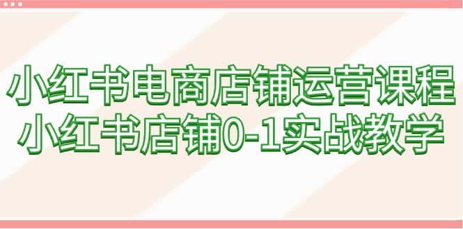 （9249期）小红书电商店铺运营课程，小红书店铺0-1实战教学（60节课）-优优云创网