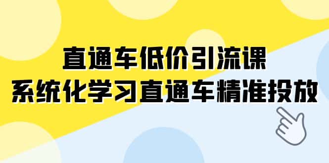 （7698期）直通车-低价引流课，系统化学习直通车精准投放（14节课）-优优云创网