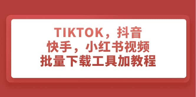 （7714期）TIKTOK，抖音，快手，小红书视频批量下载工具加教程-优优云创网