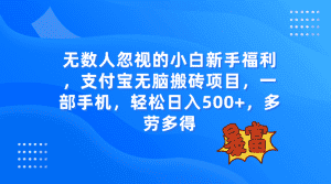 （7830期）无数人忽视的项目，支付宝无脑搬砖项目，一部手机即可操作，轻松日入500+-优优云创网