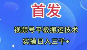 （7843期）全网首发：视频号平板搬运技术，实操日入三千＋-优优云创网
