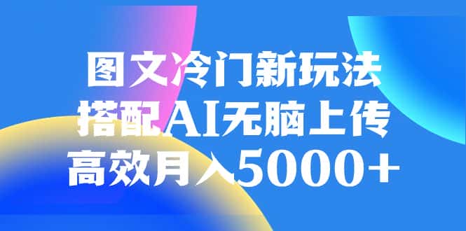 （8094期）图文冷门新玩法，搭配AI无脑上传，高效月入5000+-优优云创网