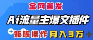 （8328期）AI流量主爆文插件，只需一款插件全自动输出爆文，矩阵操作，月入3W＋-优优云创