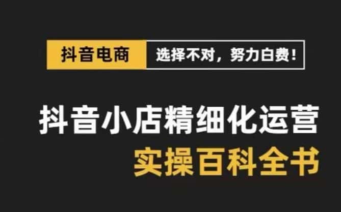（8380期）抖音小店 精细化运营-百科全书，保姆级运营实战讲解-优优云创网