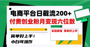 （8397期）电商平台日截流200+付费创业粉，月变现六位数简单好上手！-优优云创网