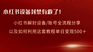 (8441期)小红书设备及账号解封全流程分享,亲测有效,以及如何利用教程变现-优优云创