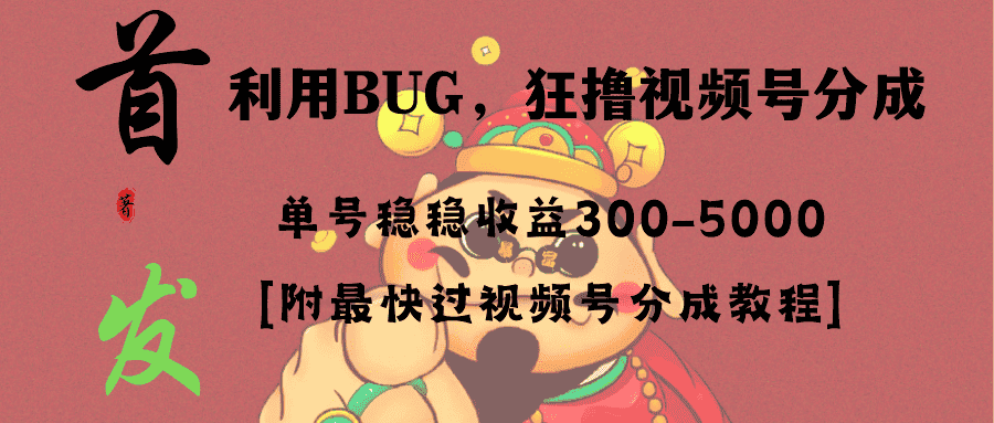 （8549期）全网独家首发，视频号BUG，超短期项目，单号每日净收益300-5000！-优优云创网