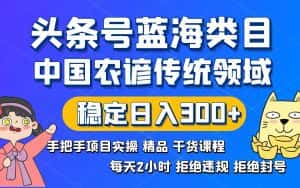 （8595期）头条号蓝海类目传统和农谚领域实操精品课程拒绝违规封号稳定日入300+-优优云创网