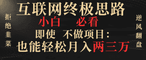 （8619期）互联网终极思路，小白必看，即使不做项目也能轻松月入两三万，拒绝韭菜…-优优云创网