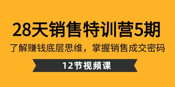 (8659期)28天·销售特训营5期:了解赚钱底层思维,掌握销售成交密码(12节课)-优优云创网