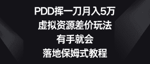 （8751期）PDD挥一刀月入5万，虚拟资源差价玩法，有手就会，落地保姆式教程-优优云创网