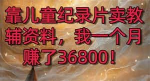 （8808期）靠儿童纪录片卖教辅资料，一个月赚了36800！暴力变现2.0版本，喂饭级教学-优优云创网