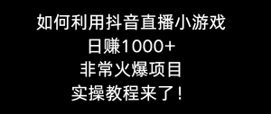 （8870期）如何利用抖音直播小游戏日赚1000+，非常火爆项目，实操教程来了！-优优云创网
