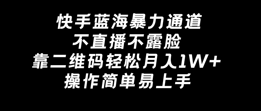 （8961期）快手蓝海暴力通道，不直播不露脸，靠二维码轻松月入1W+，操作简单易上手-优优云创网