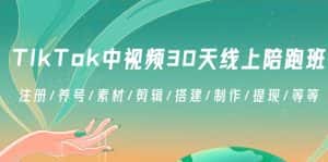 （8963期）TikTok中视频-30天线上陪跑班：注册/养号/素材/剪辑/搭建/制作/提现/等等-优优云创网