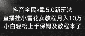 （9021期）抖音全民k歌5.0新玩法，直播挂小雪花卖教程月入10万，小白轻松上手，保…-优优云创