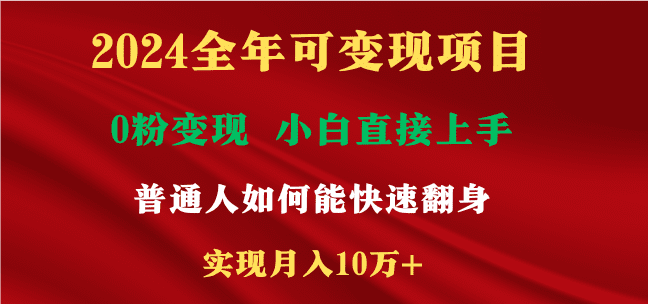 （9045期）2024全年可变现项目，一天收益至少2000+，小白上手快，普通人就要利用互…-优优云创网