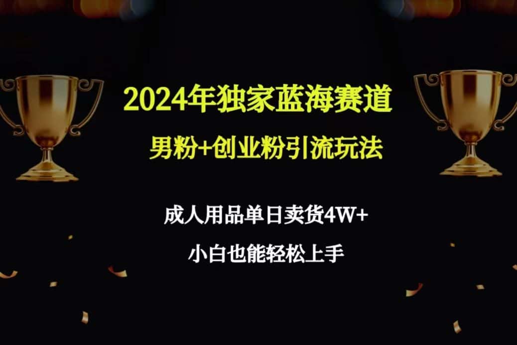 （9111期）2024年独家蓝海赛道男粉+创业粉引流玩法，成人用品单日卖货4W+保姆教程-副业吧