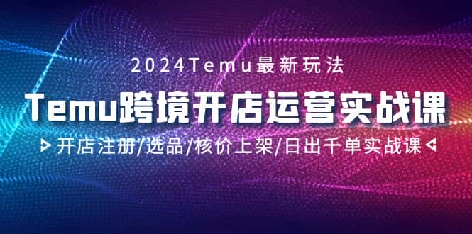 （9208期）2024Temu跨境开店运营实战课，开店注册/选品/核价上架/日出千单实战课-优优云创网