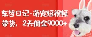 东哲日记·萌宠短视频带货，2天佣金9000+-优优云创网