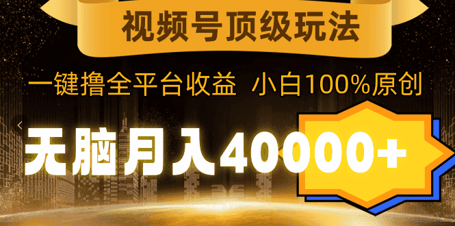 （9281期）视频号顶级玩法，无脑月入40000+，一键撸全平台收益，纯小白也能100%原创-优优云创网