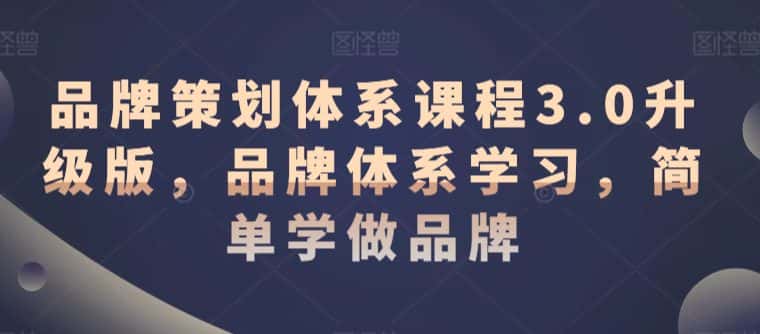 品牌策划体系课程3.0升级版，品牌体系学习，简单学做品牌-优优云创网