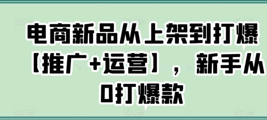 电商新品从上架到打爆【推广+运营】,新手从0打爆款-优优云创网