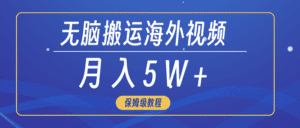 （9361期）无脑搬运海外短视频，3分钟上手0门槛，月入5W+-优优云创