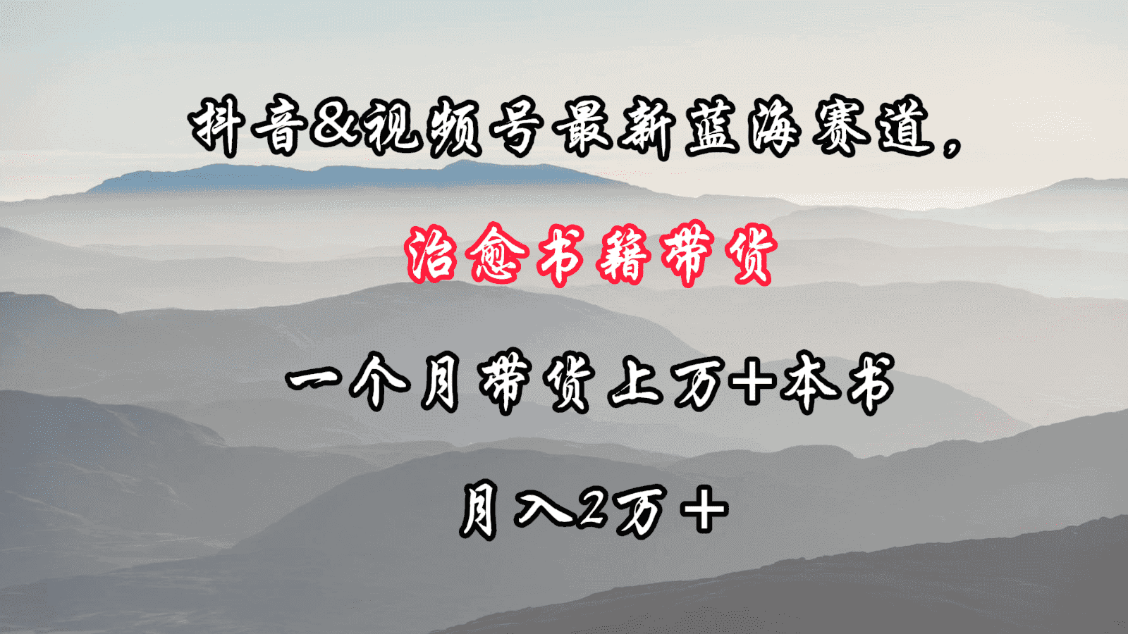 抖音&视频号最新蓝海赛道，治愈书籍带货，一个月带货上万+本书，月入2万＋-优优云创网