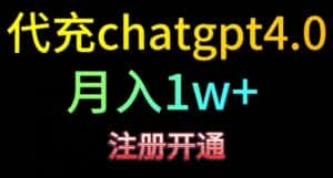 代充chatgpt4，日入500+，精准引流，暴力变现-优优云创网