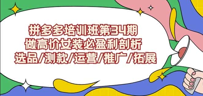 拼多多培训班第34期：做高价女装必盈利剖析选品/测款/运营/推广/拓展-优优云创网