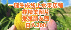 (9467期）一键生成线上水果店，靠精美图片发发朋友圈，也能日入200-优优云创网