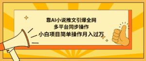 （9471期）靠AI小说推文引爆全网，多平台同步操作，小白项目简单操作月入过万-优优云创网