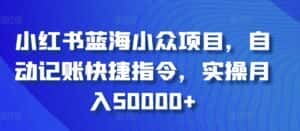 小红书蓝海小众项目，自动记账快捷指令，实操月入50000+-优优云创网