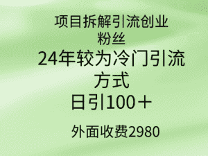 （9489期）项目拆解引流创业粉丝，24年较冷门引流方式，轻松日引100＋-优优云创网