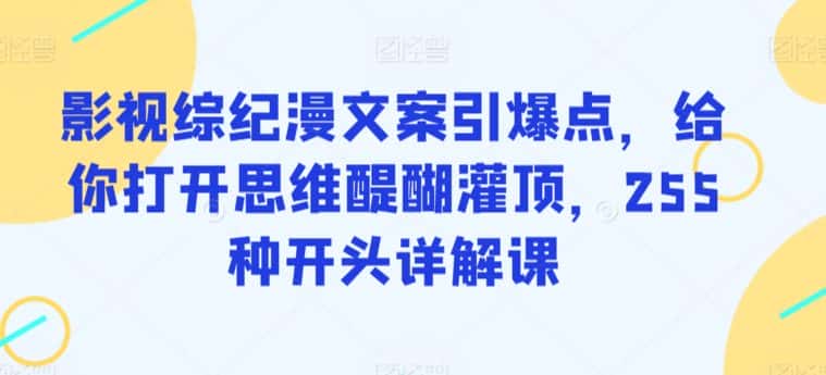 影视综纪漫文案引爆点，给你打开思维醍醐灌顶，255种开头详解课-优优云创网