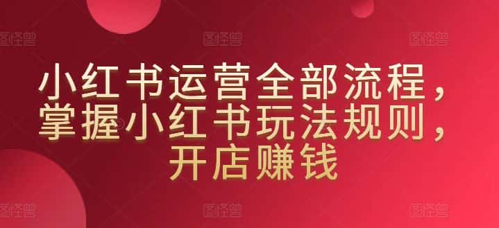 小红书运营全部流程，掌握小红书玩法规则，开店赚钱-优优云创网
