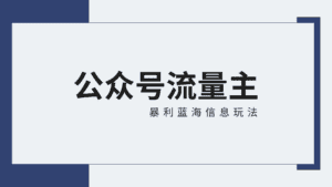 公众号流量主蓝海项目全新玩法攻略：30天收益42174元，送教程-优优云创网