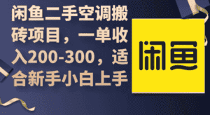 （9539期）闲鱼二手空调搬砖项目，一单收入200-300，适合新手小白上手-优优云创