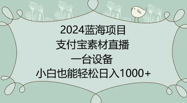 2024年蓝海项目，支付宝素材直播，无需出境，小白也能日入1000+ ，实操教程-优优云创
