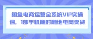 闲鱼电商运营全系统VIP实操课，1部手机随时随地电商卖货-优优云创网