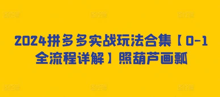 2024拼多多实战玩法合集【0-1全流程详解】照葫芦画瓢-优优云创网