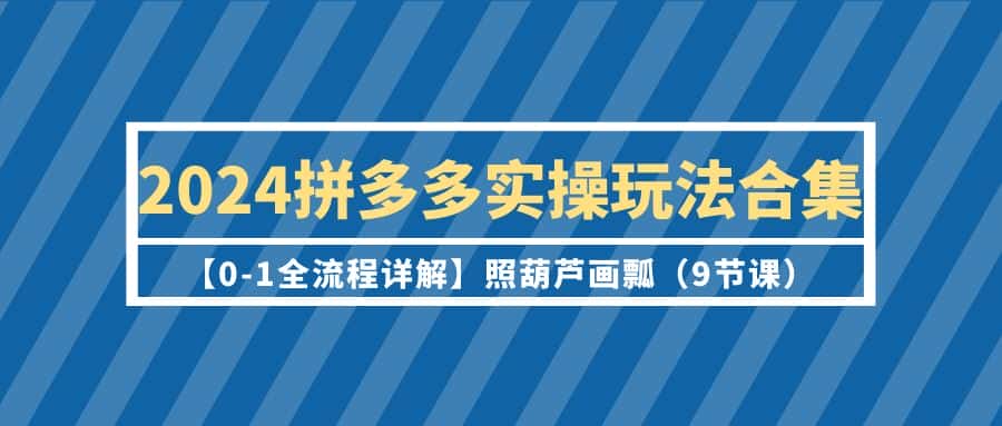 (9559期)2024拼多多实操玩法合集【0-1全流程详解】照葫芦画瓢(9节课)-优优云创网