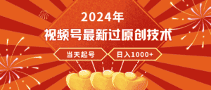 （9565期）2024年视频号最新过原创技术，当天起号，收入稳定，日入1000+-优优云创网