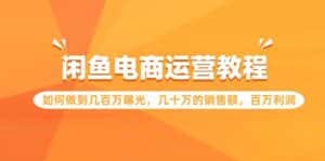 闲鱼电商运营教程：如何做到几百万曝光，几十万的销售额，百万利润-优优云创网
