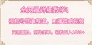 全网最详细教学，视频号蓝海赛道，口播情感视频，无需露脸，制作简单，轻松实现日入1000+-优优云创网