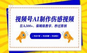 视频号AI制作伤感视频,日入500+,保姆级教学-优优云创网
